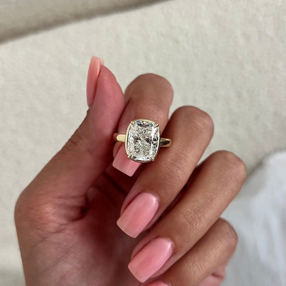 3.0-5.0 CT Elongated Cushion Lab Grown Diamond bezel Engagement Ring