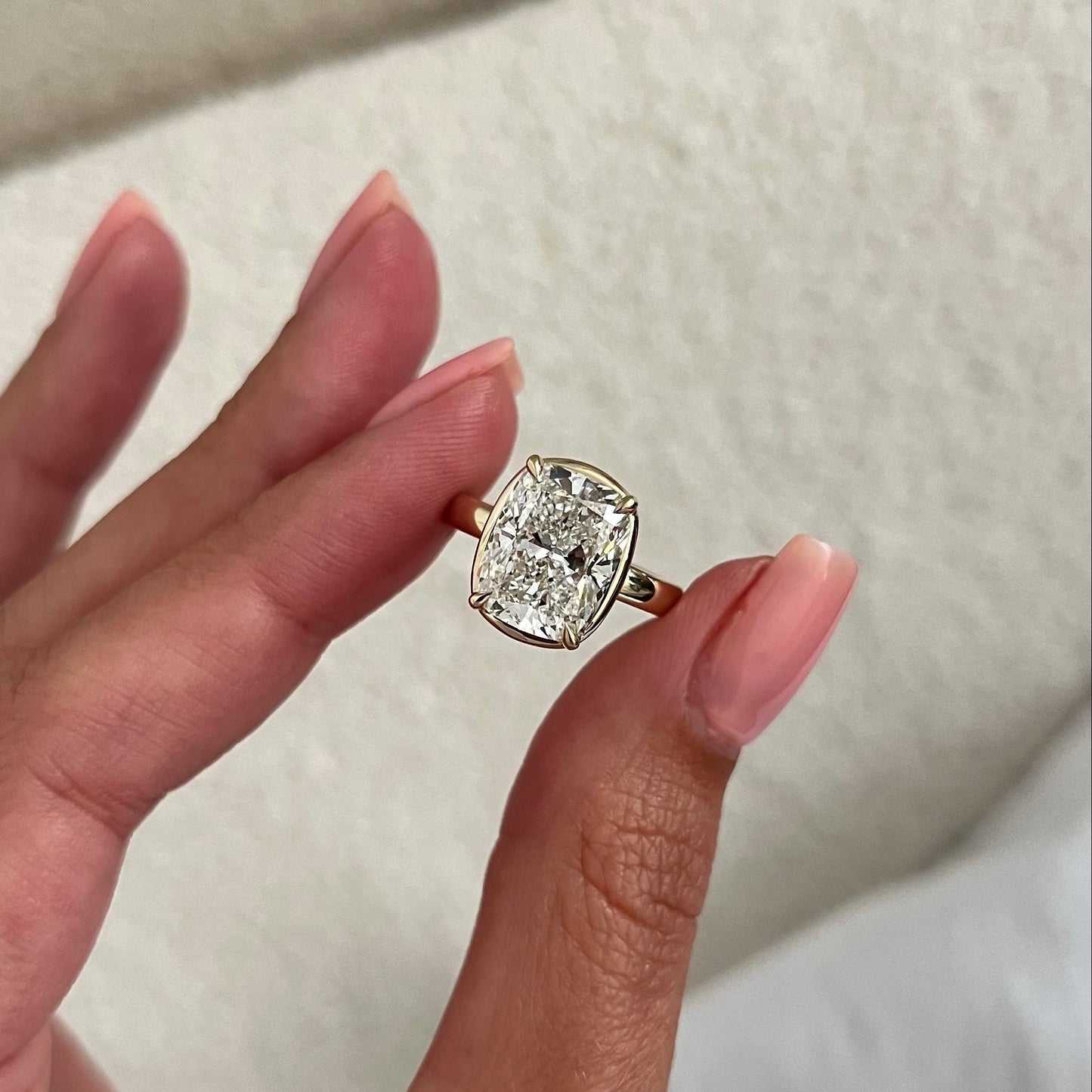 3.0-5.0 CT Elongated Cushion Lab Grown Diamond bezel Engagement Ring