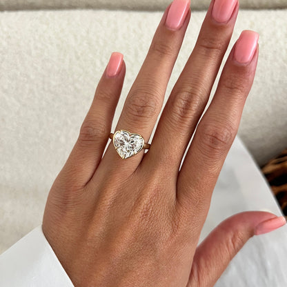 3.0-5.0 CT Heart cut Lab Grown Diamond bezel Engagement Ring