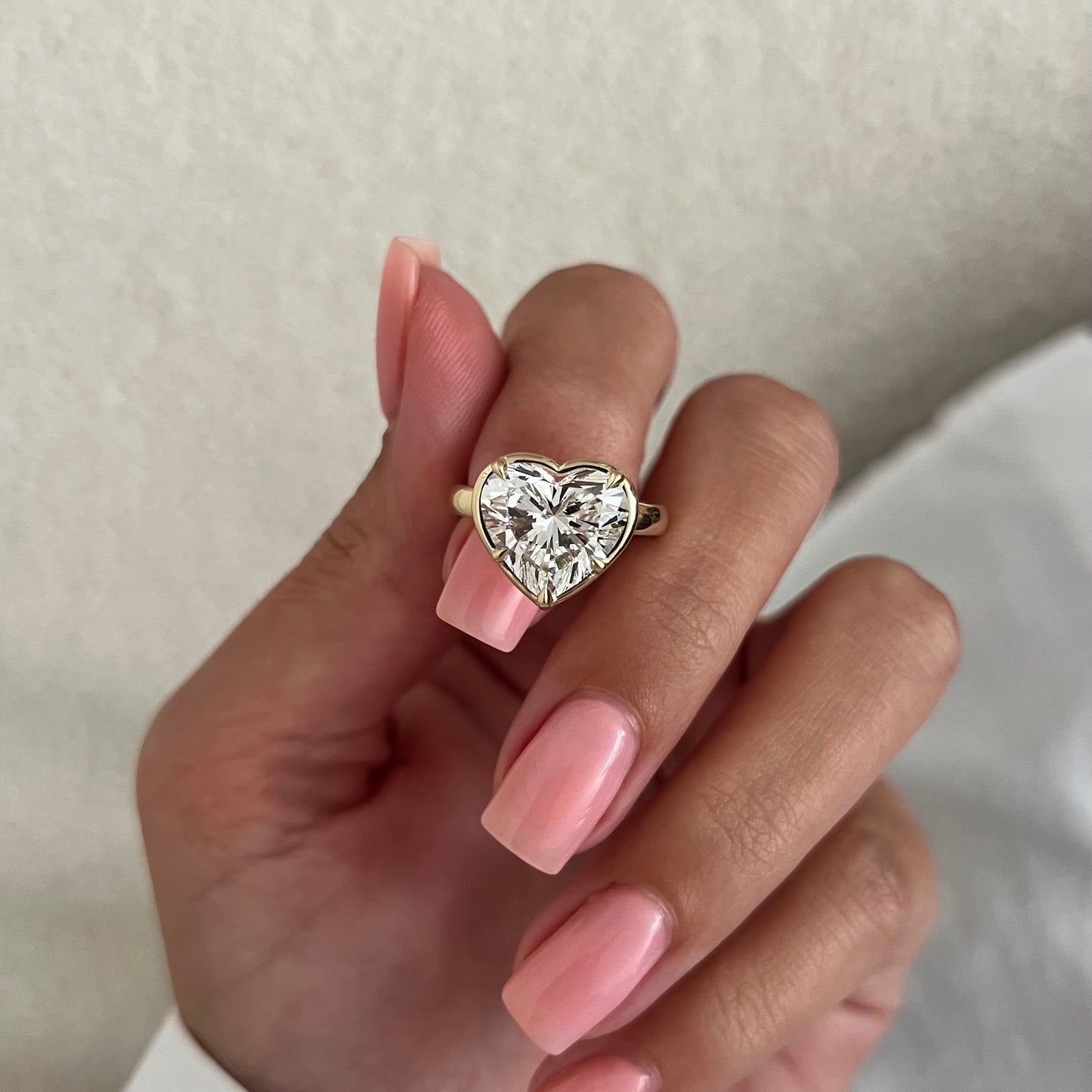 3.0-5.0 CT Heart cut Lab Grown Diamond bezel Engagement Ring