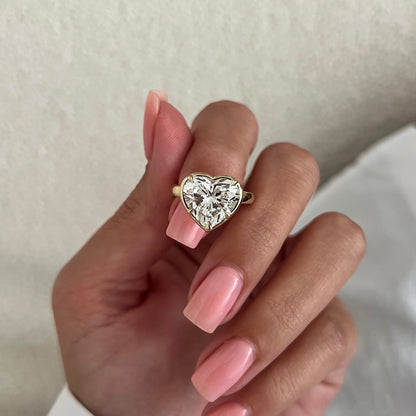 3.0-5.0 CT Heart cut Lab Grown Diamond bezel Engagement Ring