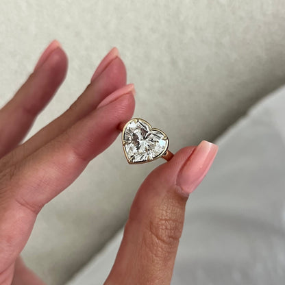 3.0-5.0 CT Heart cut Lab Grown Diamond bezel Engagement Ring