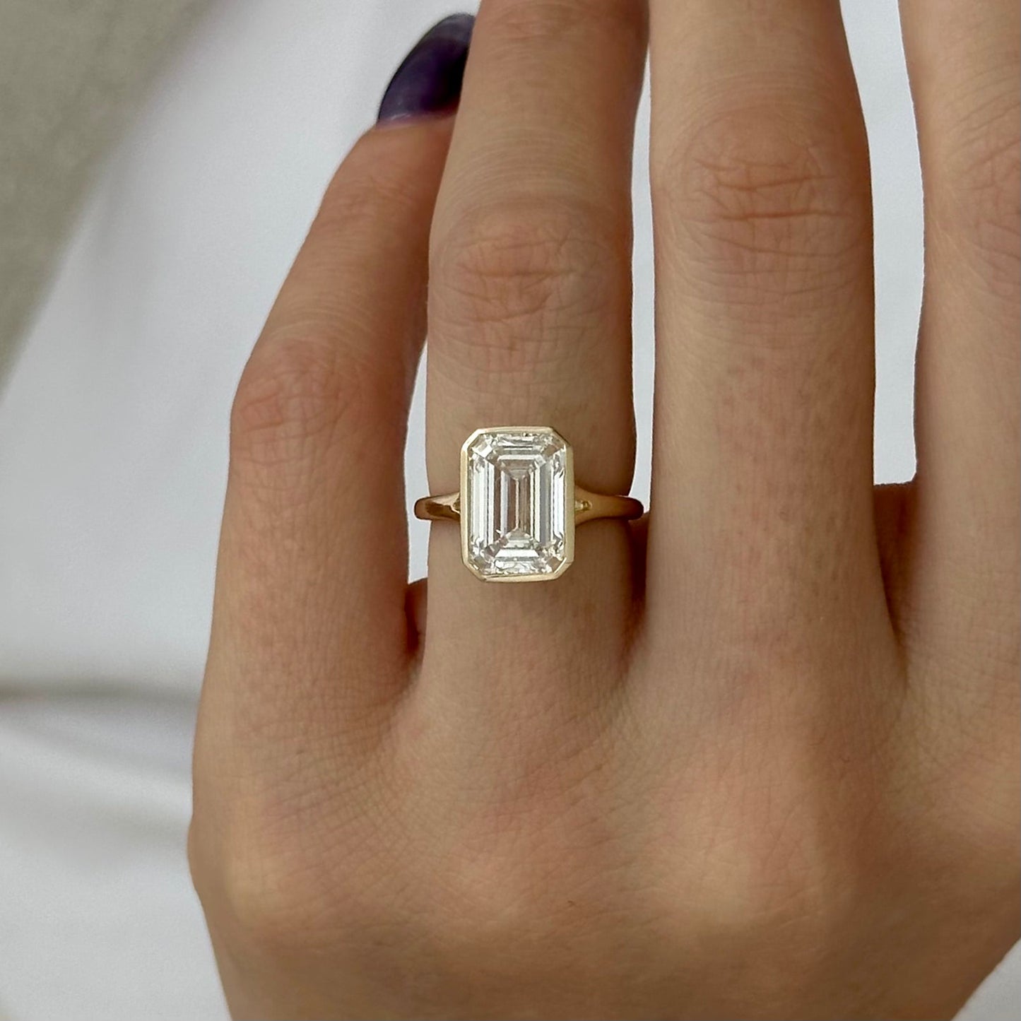 3.0-5.0 CT Emerald cut Lab Grown Diamond solitaire Engagement Ring