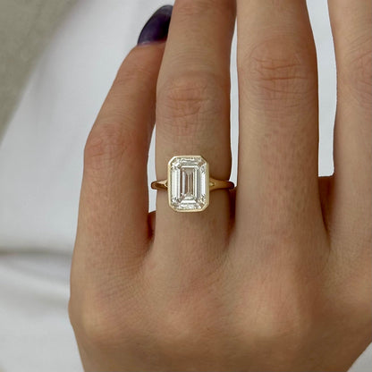 3.0-5.0 CT Emerald cut Lab Grown Diamond solitaire Engagement Ring