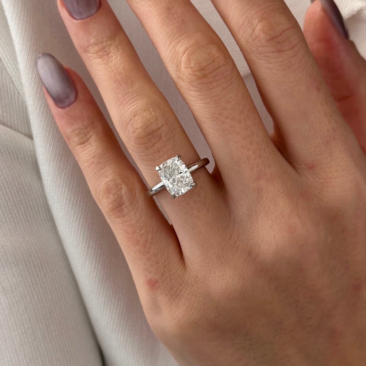 1.0-3.0 CT Elongated Cushion Lab Grown Diamond Solitaire Engagement Ring