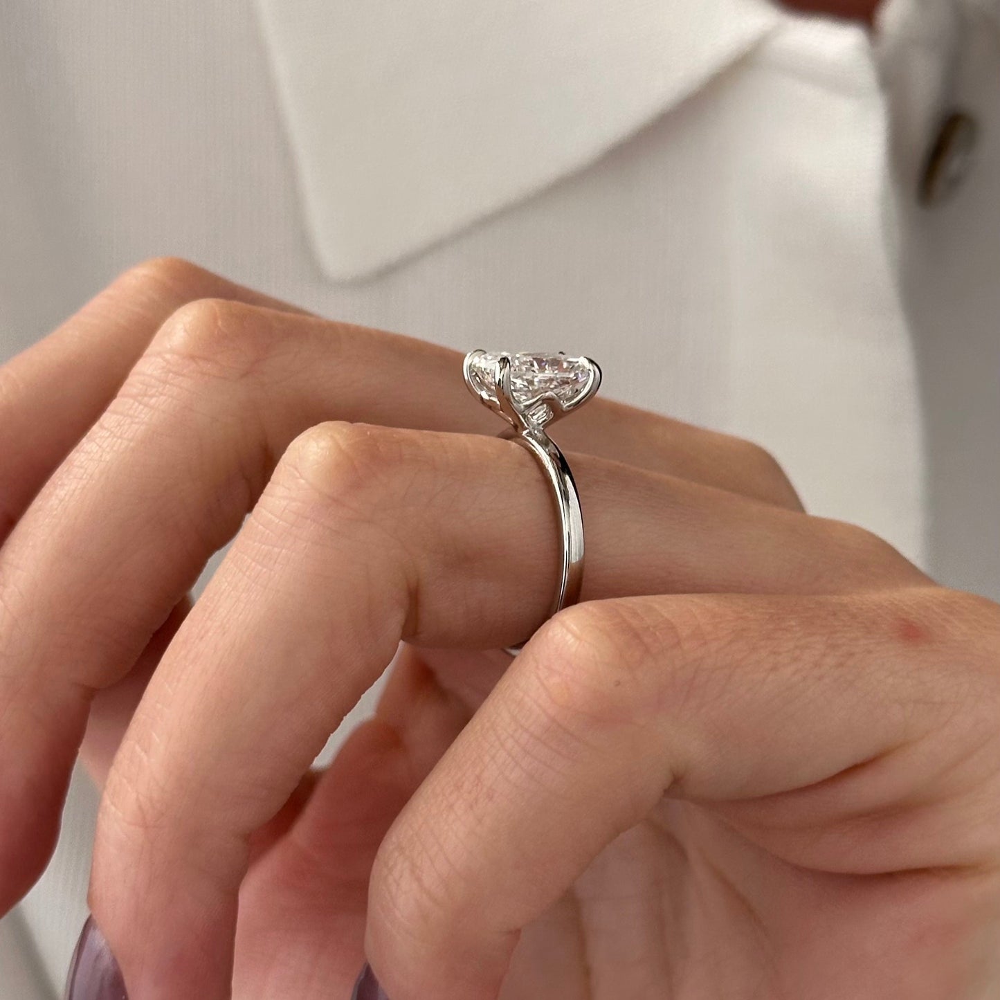 1.0-3.0 CT Elongated Cushion Lab Grown Diamond Solitaire Engagement Ring