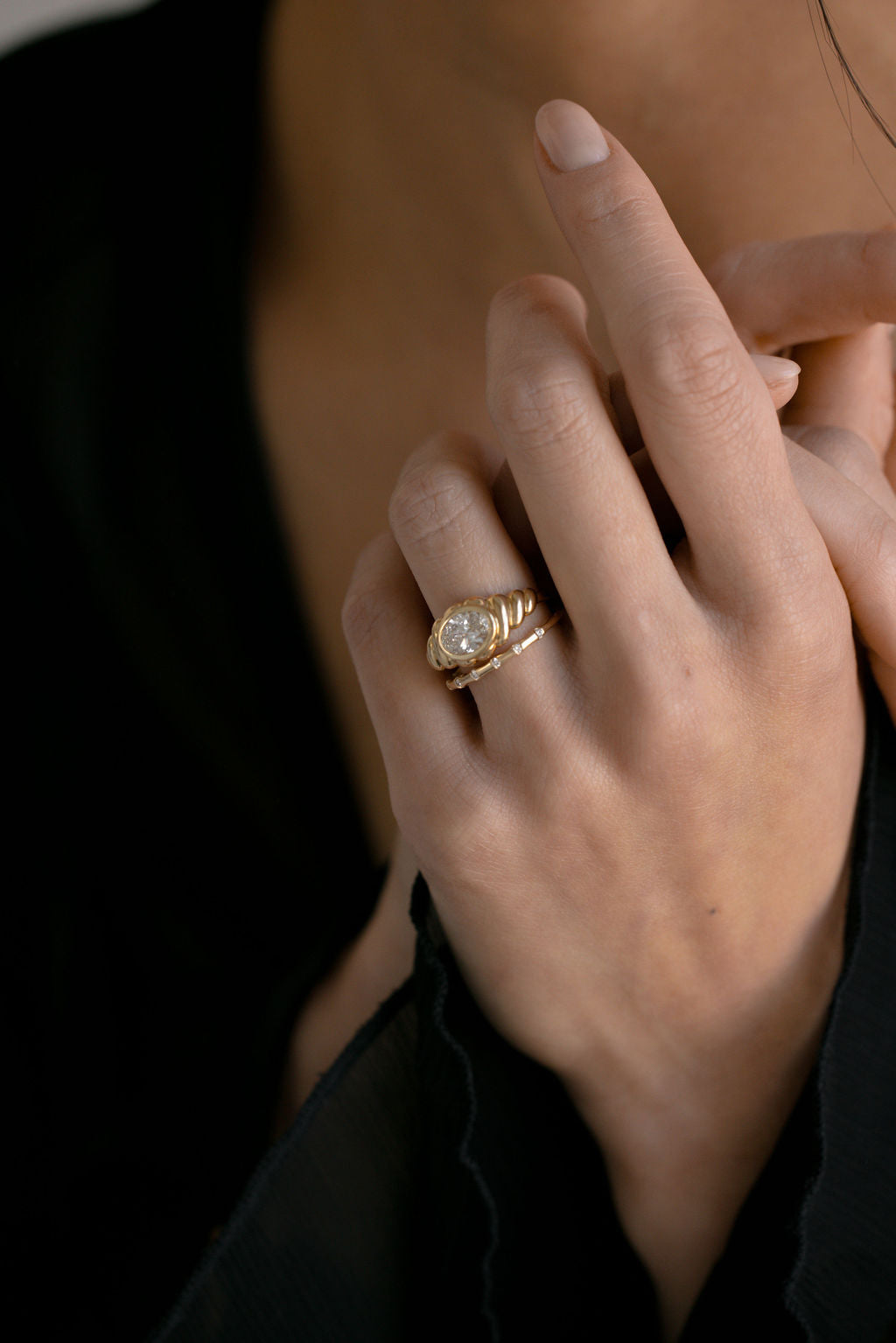 1.10 CT Oval cut Bezel Setting Moissanite Engagement Ring