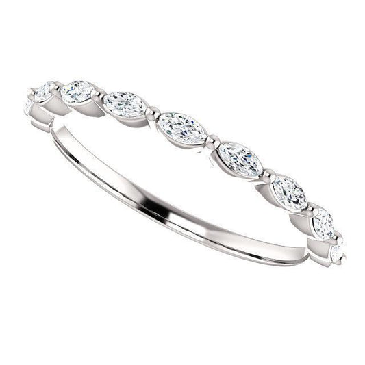 Half Eternity Wedding Band with 1.20 TCW Marquise Cut Moissanite