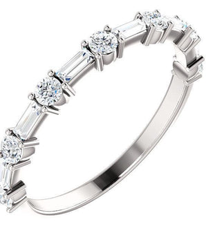 Alternative Diamond Wedding Band with 1.20 TCW Baguette & Round Cut Moissanite
