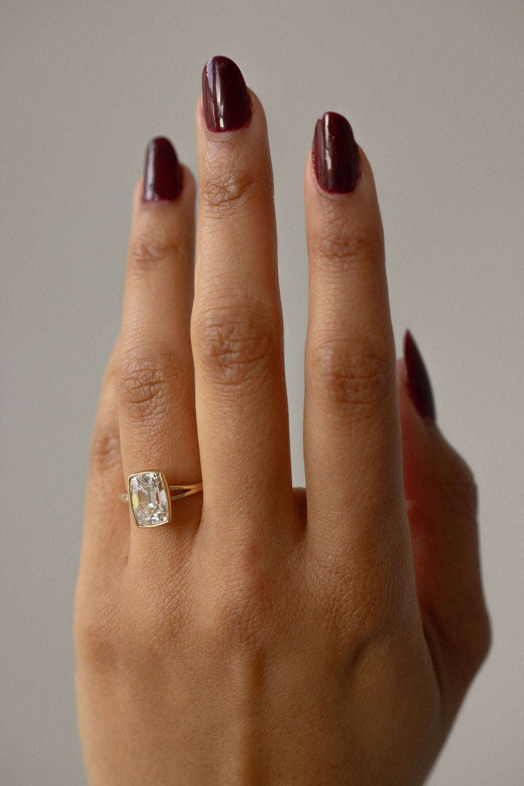 2.50 CT  Cushion Cut bezel setting Moissanite Engagement Ring