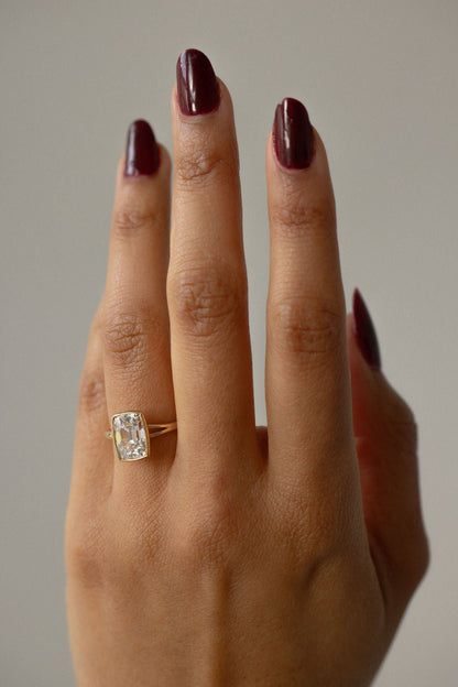 2.50 CT  Cushion Cut bezel setting Moissanite Engagement Ring