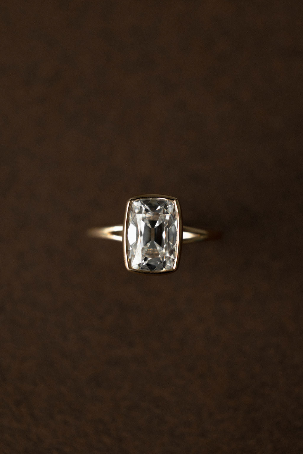 2.50 CT  Cushion Cut bezel setting Moissanite Engagement Ring