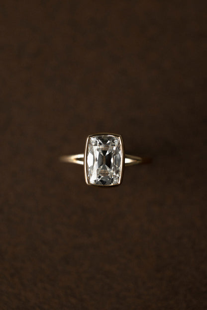 2.50 CT  Cushion Cut bezel setting Moissanite Engagement Ring