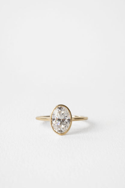 2.2 CT Oval Bezel Moissanite Engagement Ring