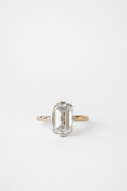 4.0 CT Emerald cut Solitaire setting Moissanite Engagement Ring