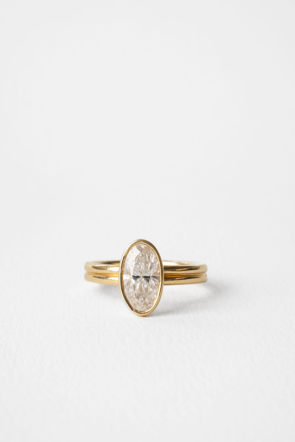 1.75 CT Oval Cut Bezel Setting  Moissanite Engagement Ring