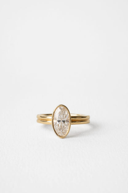 1.75 CT Oval Cut Bezel Setting  Moissanite Engagement Ring