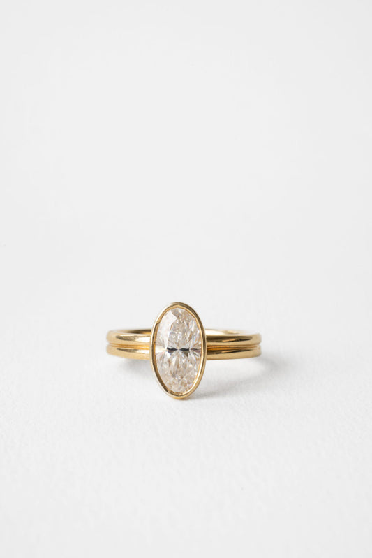 1.75 CT Oval Cut Bezel Setting  Moissanite Engagement Ring