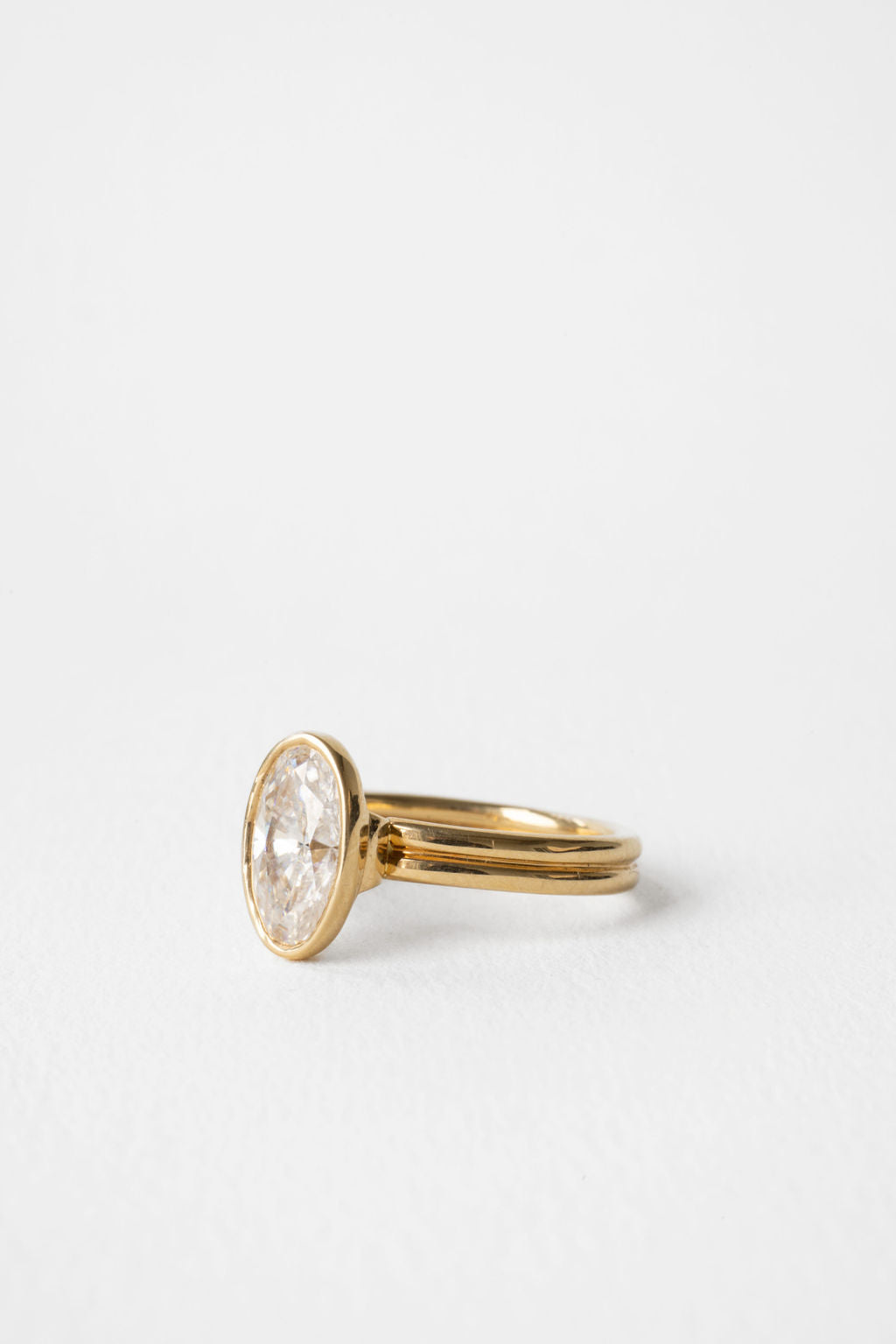 1.75 CT Oval Cut Bezel Setting  Moissanite Engagement Ring