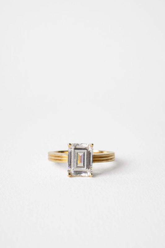 2.25 CT Emerald cut Solitaire Moissanite Engagement Ring