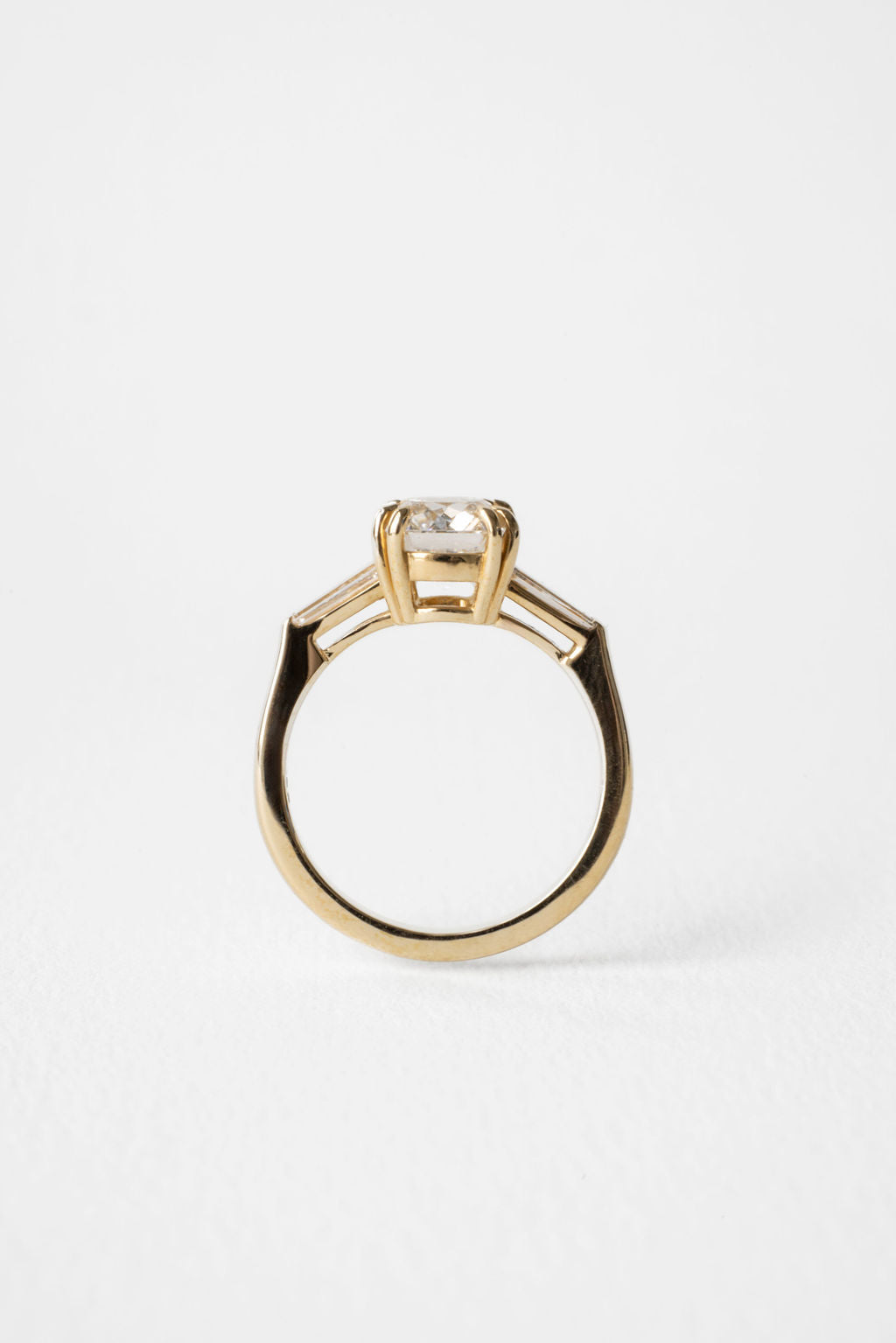 2.25 CT Elongated Cushion Cut Three Stone Style Moissanite Engagement Ring