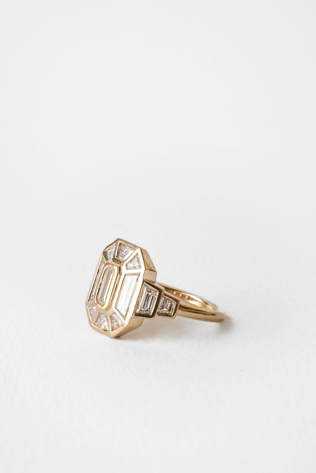 1.40 CT Emerald Cut bezel setting Moissanite Engagement Ring