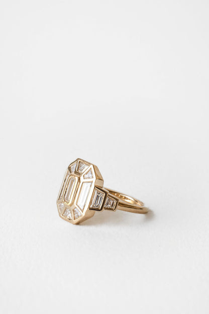 1.40 CT Emerald Cut bezel setting Moissanite Engagement Ring