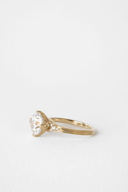 2.50 CT Round Euro Cut Cluster Moissanite Engagement Ring