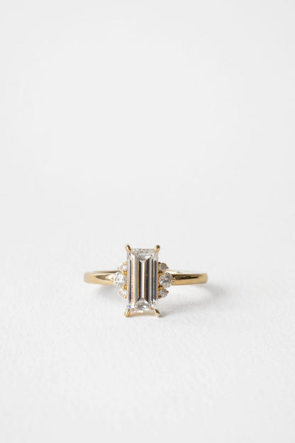 1.50 CT Baguette Cut Cluster Moissanite Engagement Ring