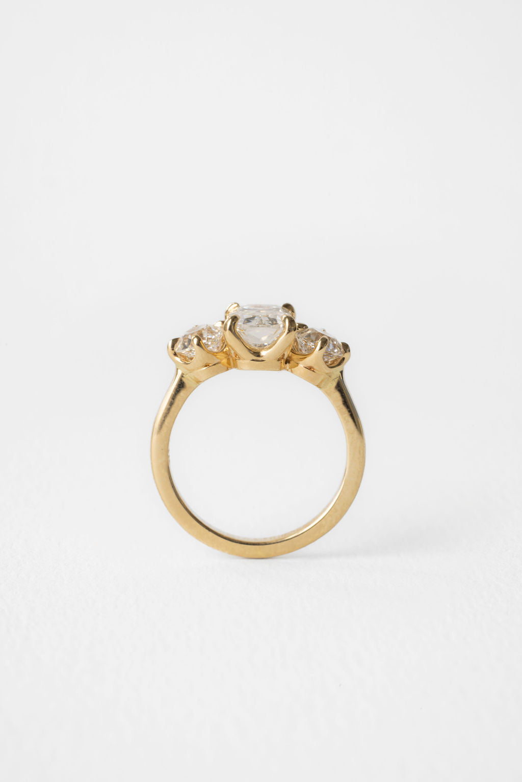 2.0 CT Old Mine Elongated Cushion Three Stone Moissanite Engagement Ring