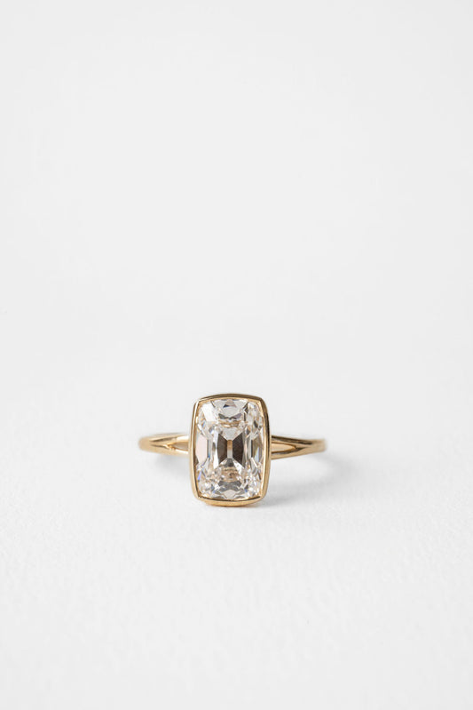 1.40 CT  Cushion Cut bezel setting Moissanite Engagement Ring