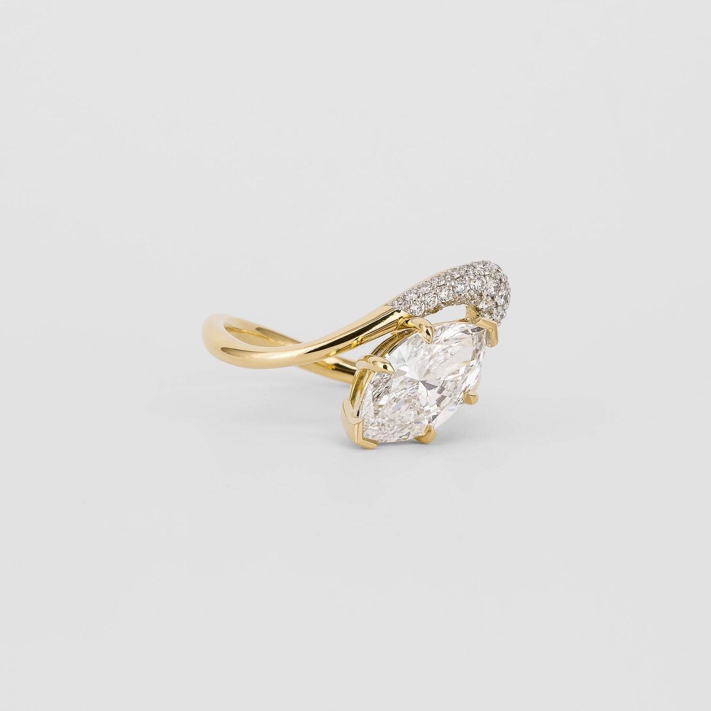 1.0 - 3.0 CT  Marquise Lab Grown Diamond Pave Engagement Ring