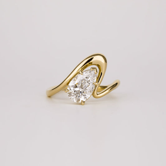 1.0 -3.0 CT Pear Cut Lab Grown Diamond Unique Engagement ring