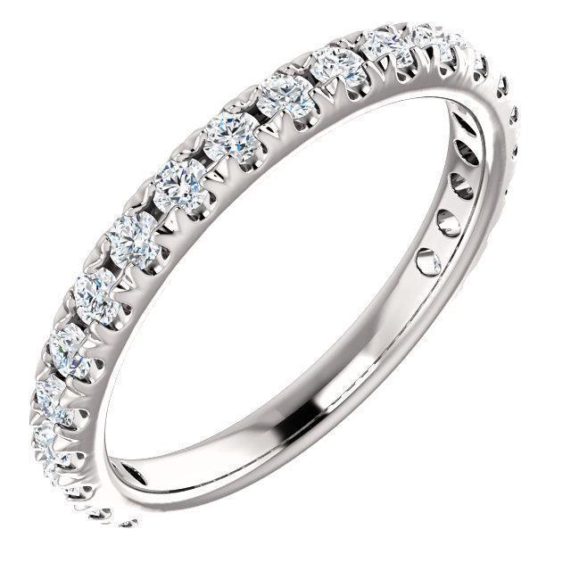 Semi Eternity Wedding Band with 2.0 TCW Round Cut Moissanite