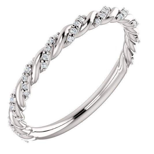 Twisted Wedding Band with 0.30 TCW Round Cut Moissanite