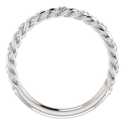 Twisted Wedding Band with 0.30 TCW Round Cut Moissanite