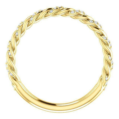 Twisted Wedding Band with 0.30 TCW Round Cut Moissanite