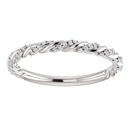Twisted Wedding Band with 0.30 TCW Round Cut Moissanite