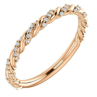 Twisted Wedding Band with 0.30 TCW Round Cut Moissanite