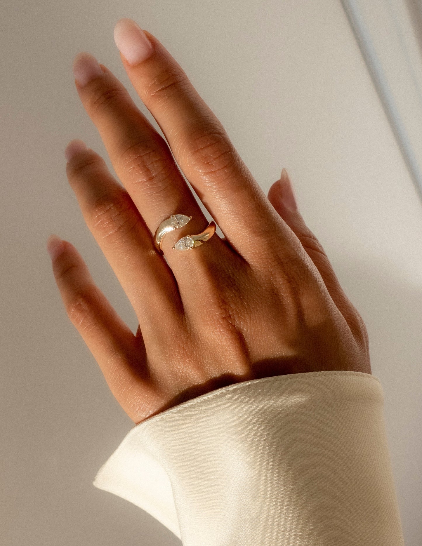 0.80 TCW Pear Lab Grown  Diamond Open Wedding Wedding Band