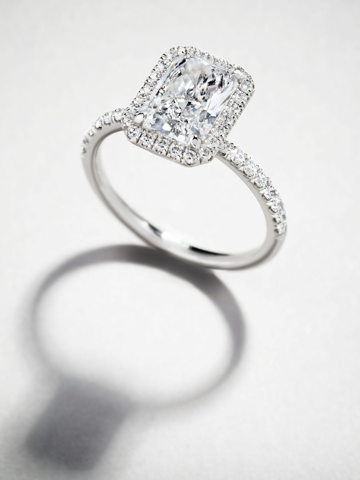 Halo Ring with 2.0 CT Radiant Cut Moissanite
