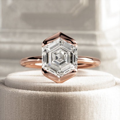 1.0-3.0 CT Asscher Lab Grown Diamond half bezel Setting Engagement Ring