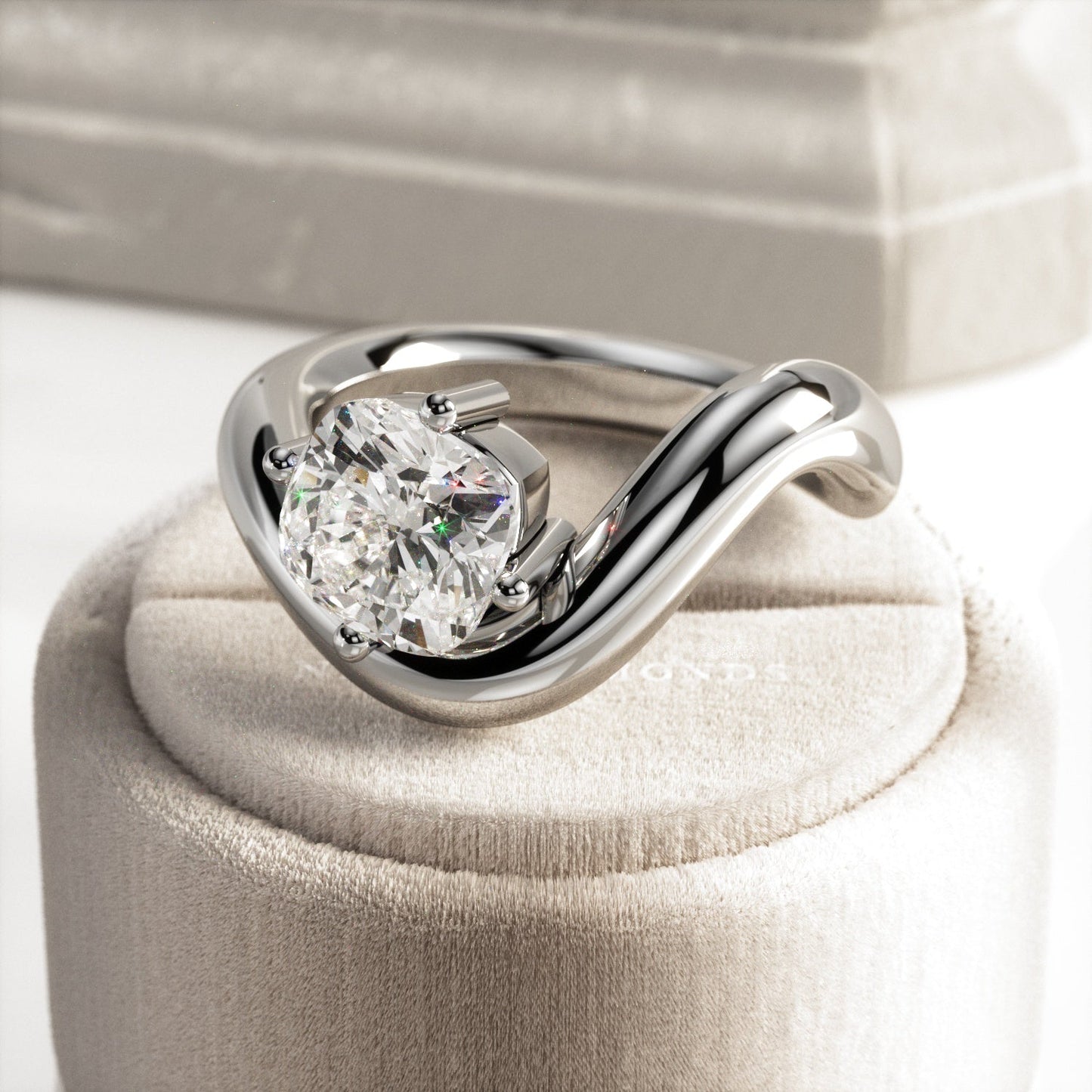 1.0-3.0 CT Cushion Lab Grown Diamond  twisted band Engagement Ring