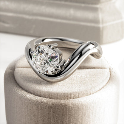 1.0-3.0 CT Cushion Lab Grown Diamond  twisted band Engagement Ring