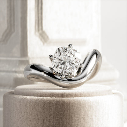 1.0-3.0 CT Cushion Lab Grown Diamond  twisted band Engagement Ring