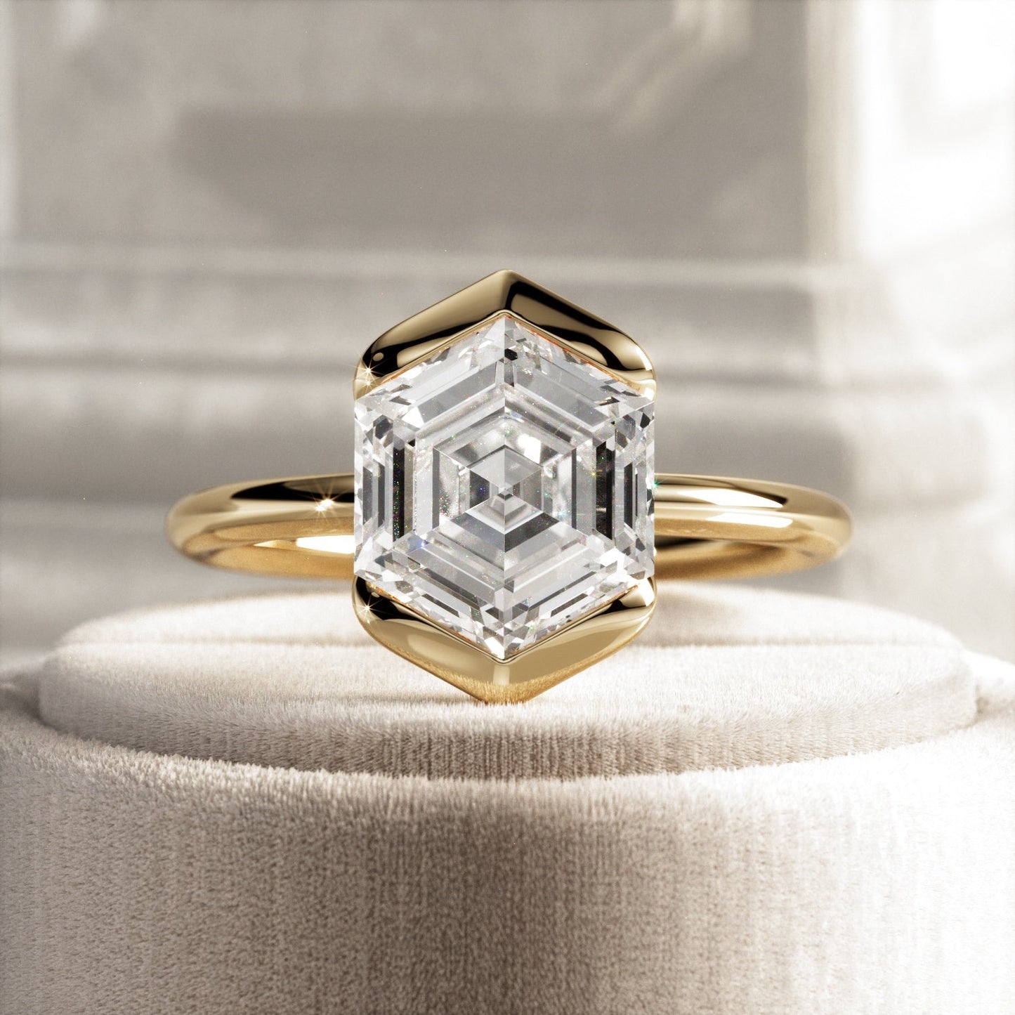 1.0-3.0 CT Asscher Lab Grown Diamond half bezel Setting Engagement Ring