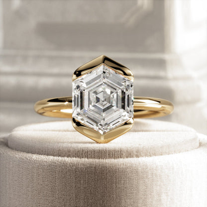 1.0-3.0 CT Asscher Lab Grown Diamond half bezel Setting Engagement Ring