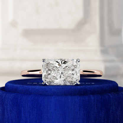 1.0-3.0 CT east-west Radiant Cut Lab Grown Diamond cathedral Engagement Ring