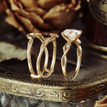 Oval shaped moissanite diamond bridal set with vintage setting