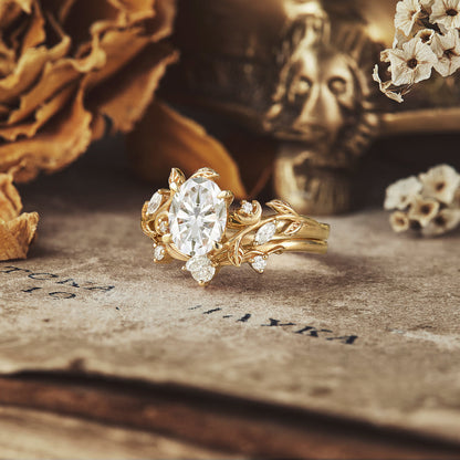 1.25 CT Oval Shaped Moissanite Diamond Bridal Set With Vintage Setting